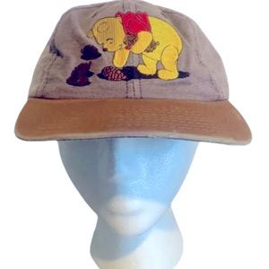 Vintage Winnie the Pooh Hat 90s Faded Brown Denim Strapback Disney